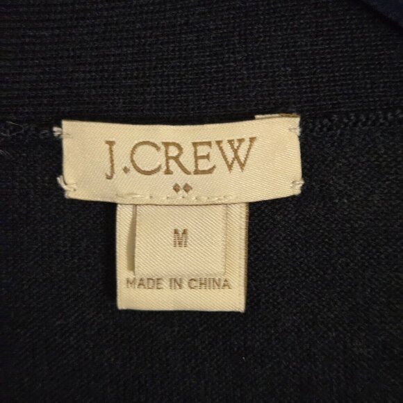 J.Crew Colorblock Gray Navy Preppy Merino Wool Blend Cardigan Sweater Size M - Picture 4 of 5